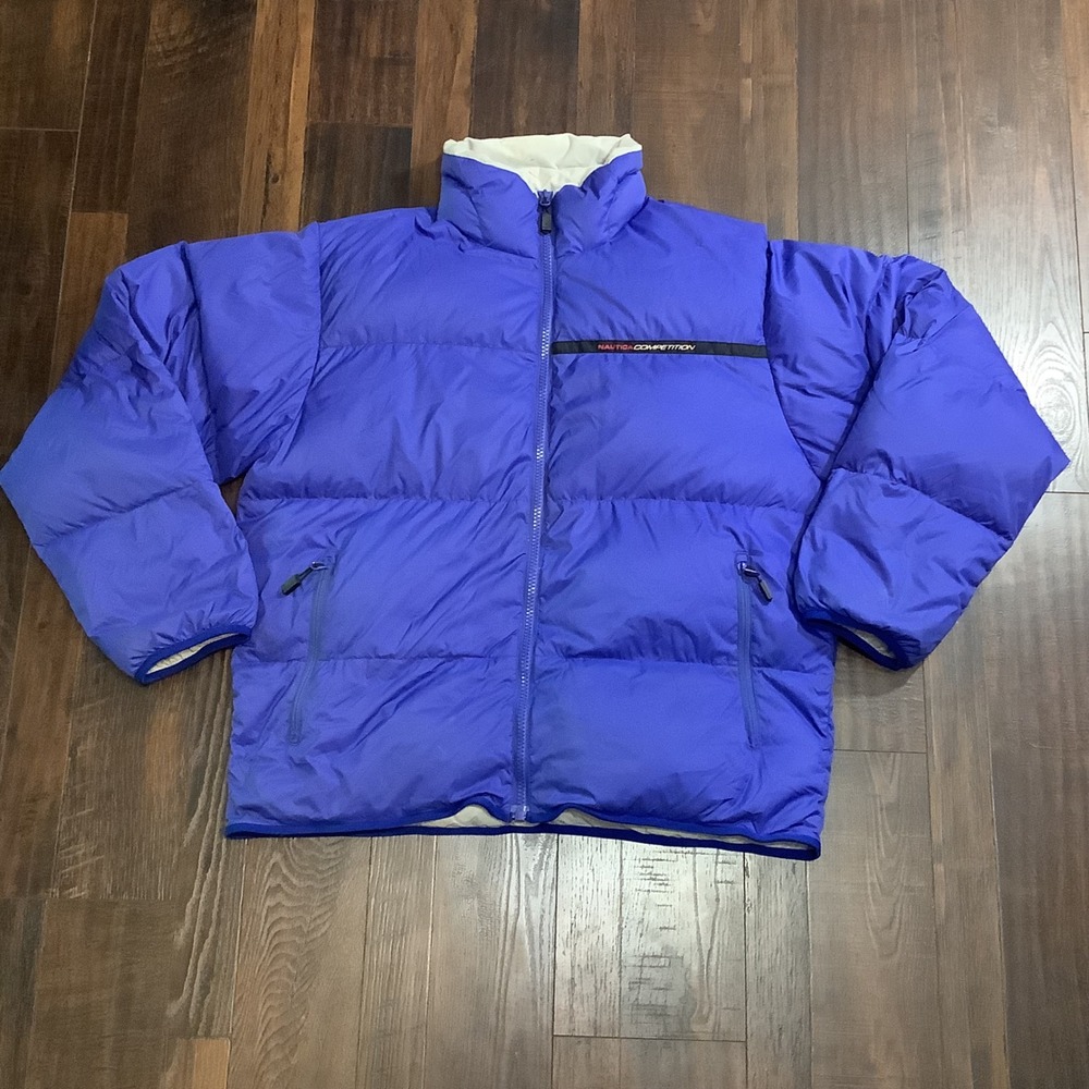 Nautica Competition Mens Puffer Jacket Blue Winter Coat Large VDR427404
